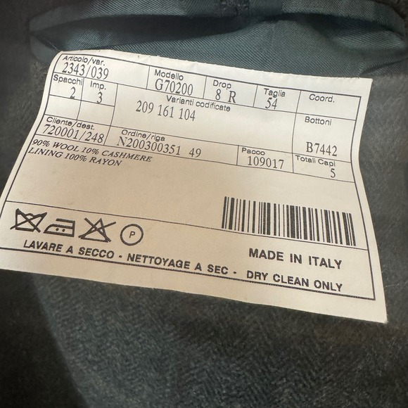 Belvest Wool Cashmere Green Plaid Blazer Sport Coat US 44 IT 54 - Picture 6 of 8